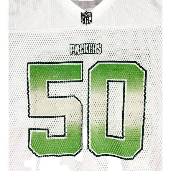 Reebok Green Bay Packers Jersey Youth Large AJ Hawk White Away #50 NFL Players - Picture 4 of 6